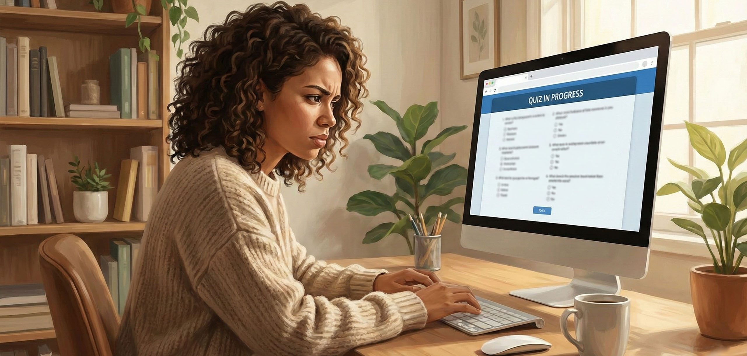 Woman taking an online quiz at the vagina institute.