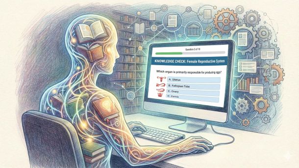 Ilustración de una prueba de conocimientos en línea